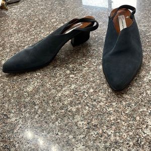 Guess by Georges Marciano blue suede leather vintage heeled mules size 81/2